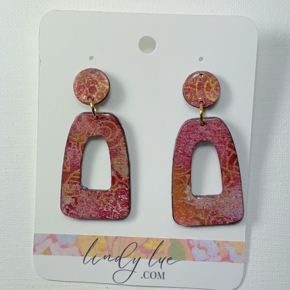 Hand Crafted Jewelry - Unique Burgundy and Gold Dangle Earrings Hand Crafted